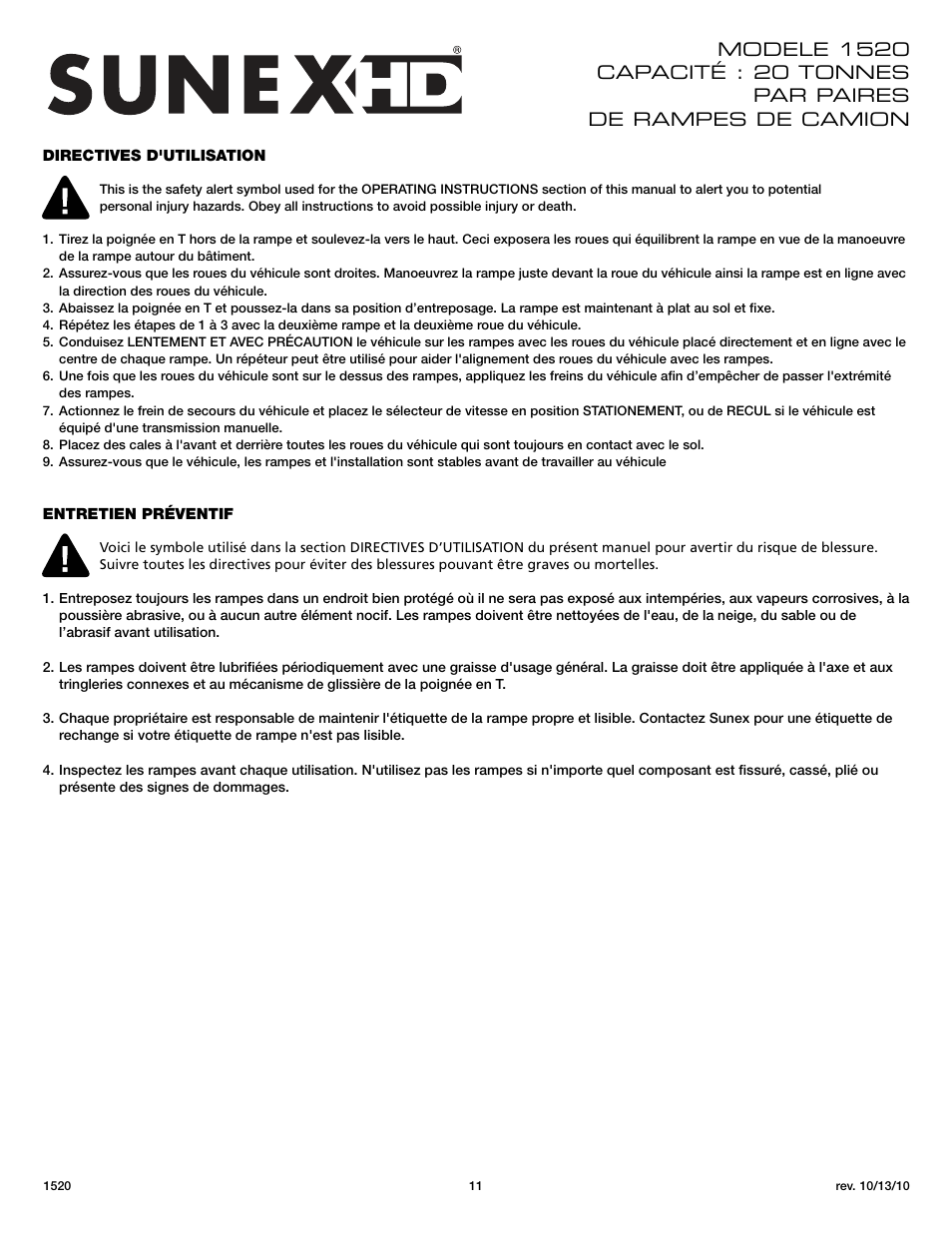 Sunex Tools 1520 User Manual | Page 11 / 12