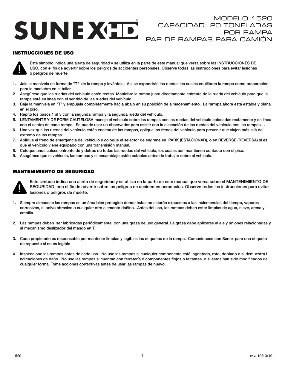 Sunex Tools 1520 User Manual | Page 7 / 12