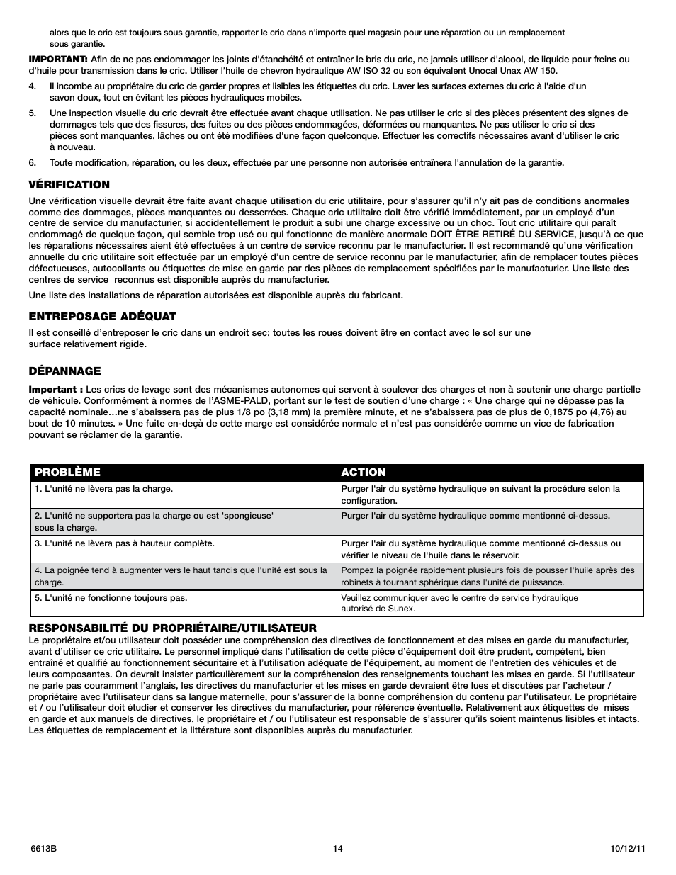 Sunex Tools 6613B User Manual | Page 14 / 15