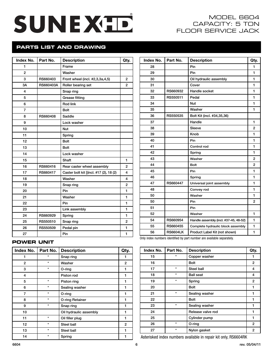 Sunex Tools 6604 User Manual | Page 6 / 14