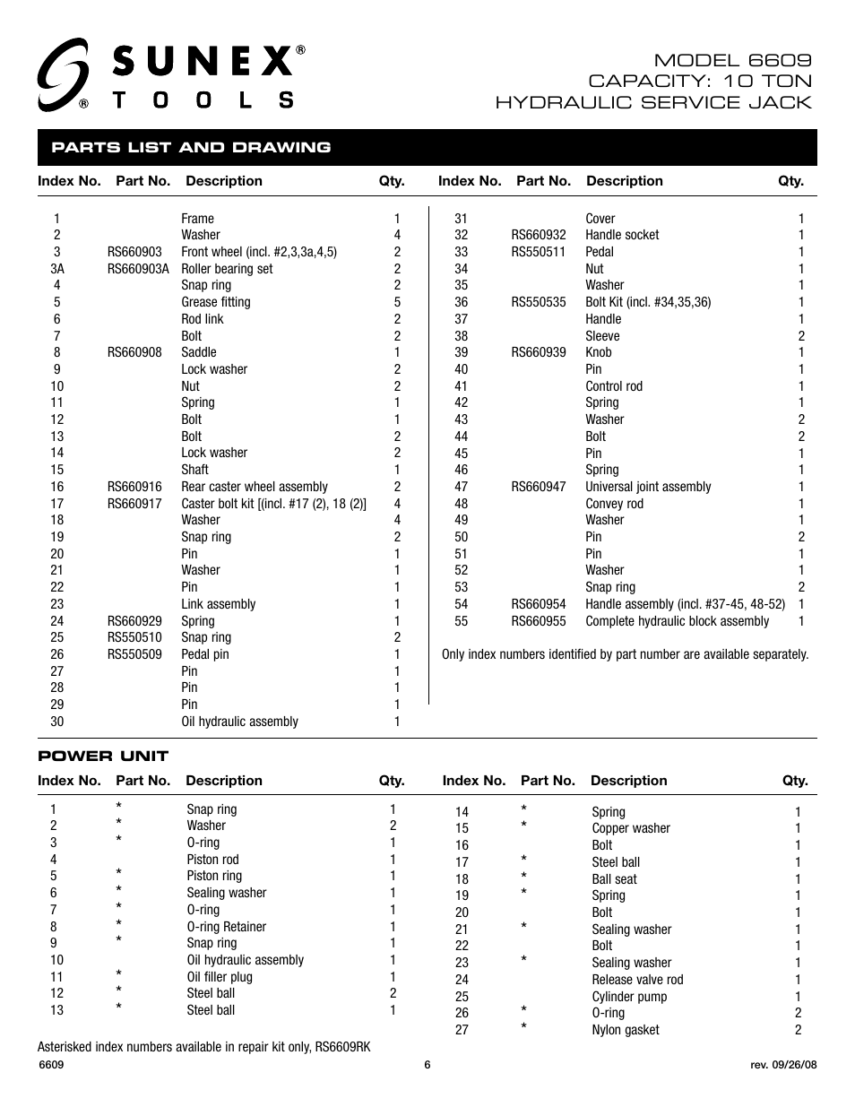 Sunex Tools 6609 User Manual | Page 6 / 10