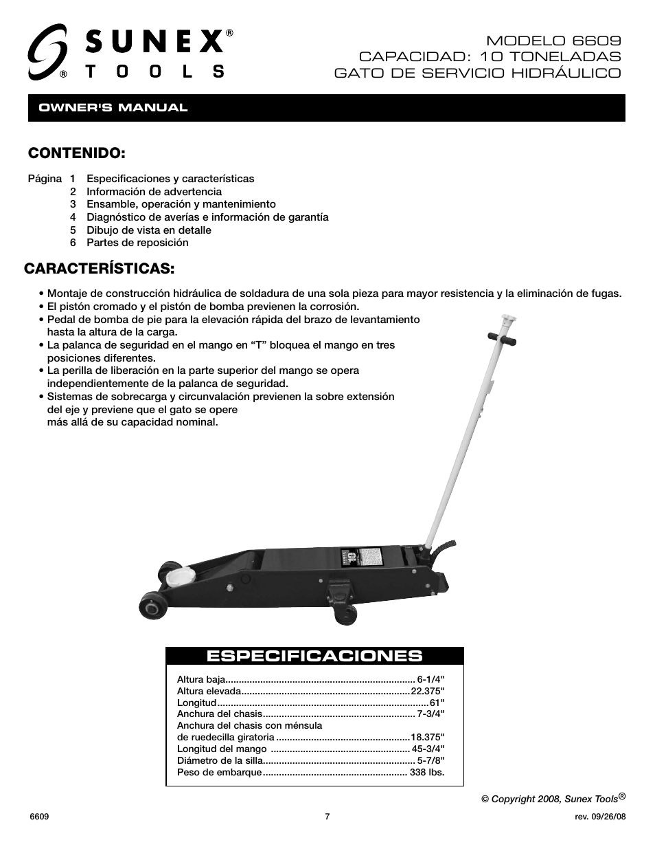 Sunex Tools 6609 User Manual | Page 7 / 10