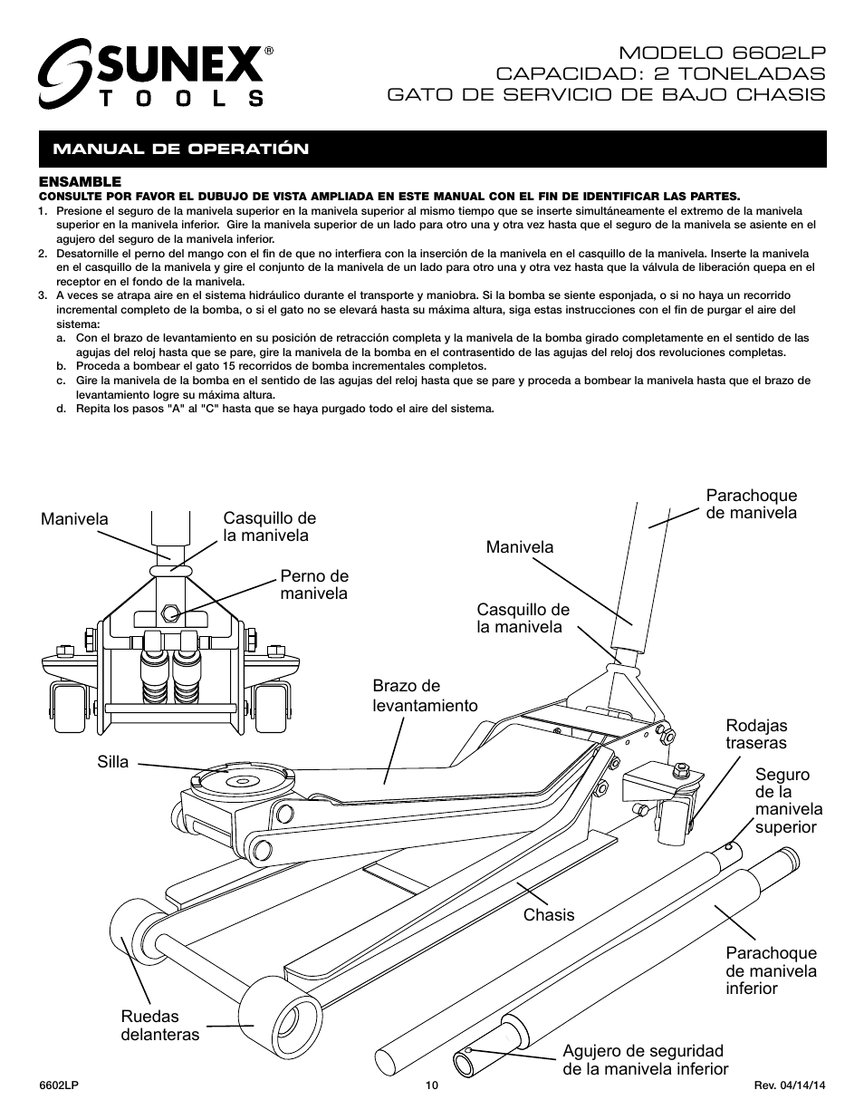 Sunex Tools 6602LP User Manual | Page 10 / 19