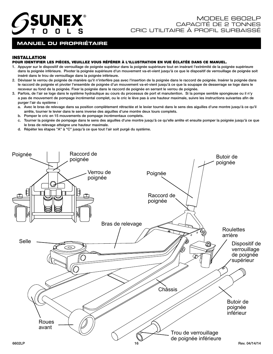 Sunex Tools 6602LP User Manual | Page 16 / 19