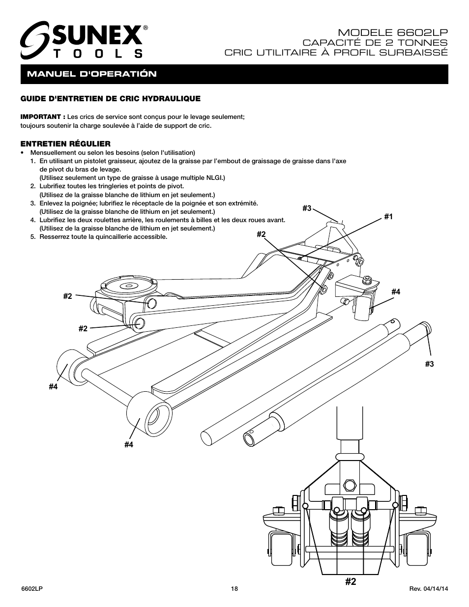 Modele, 6602lp | Sunex Tools 6602LP User Manual | Page 18 / 19