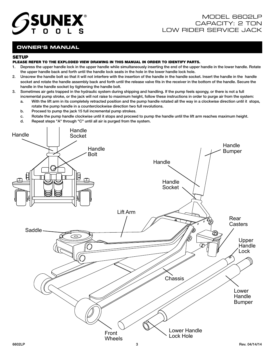 Sunex Tools 6602LP User Manual | Page 3 / 19