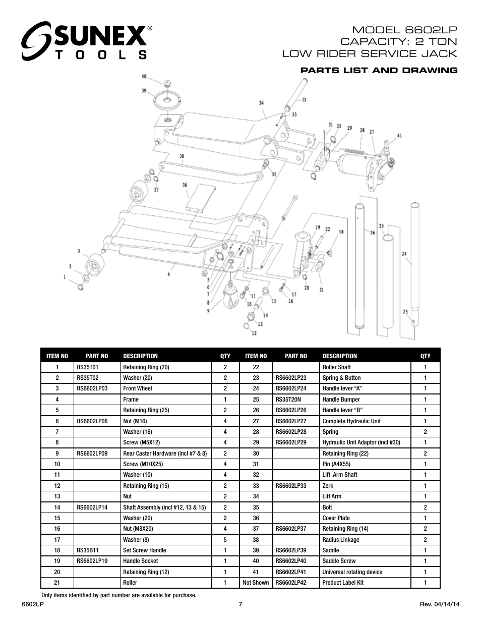 Sunex Tools 6602LP User Manual | Page 7 / 19