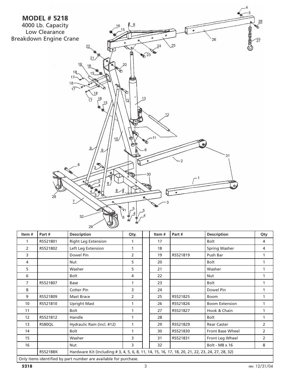 Model # 5218 | Sunex Tools 5218 User Manual | Page 3 / 4