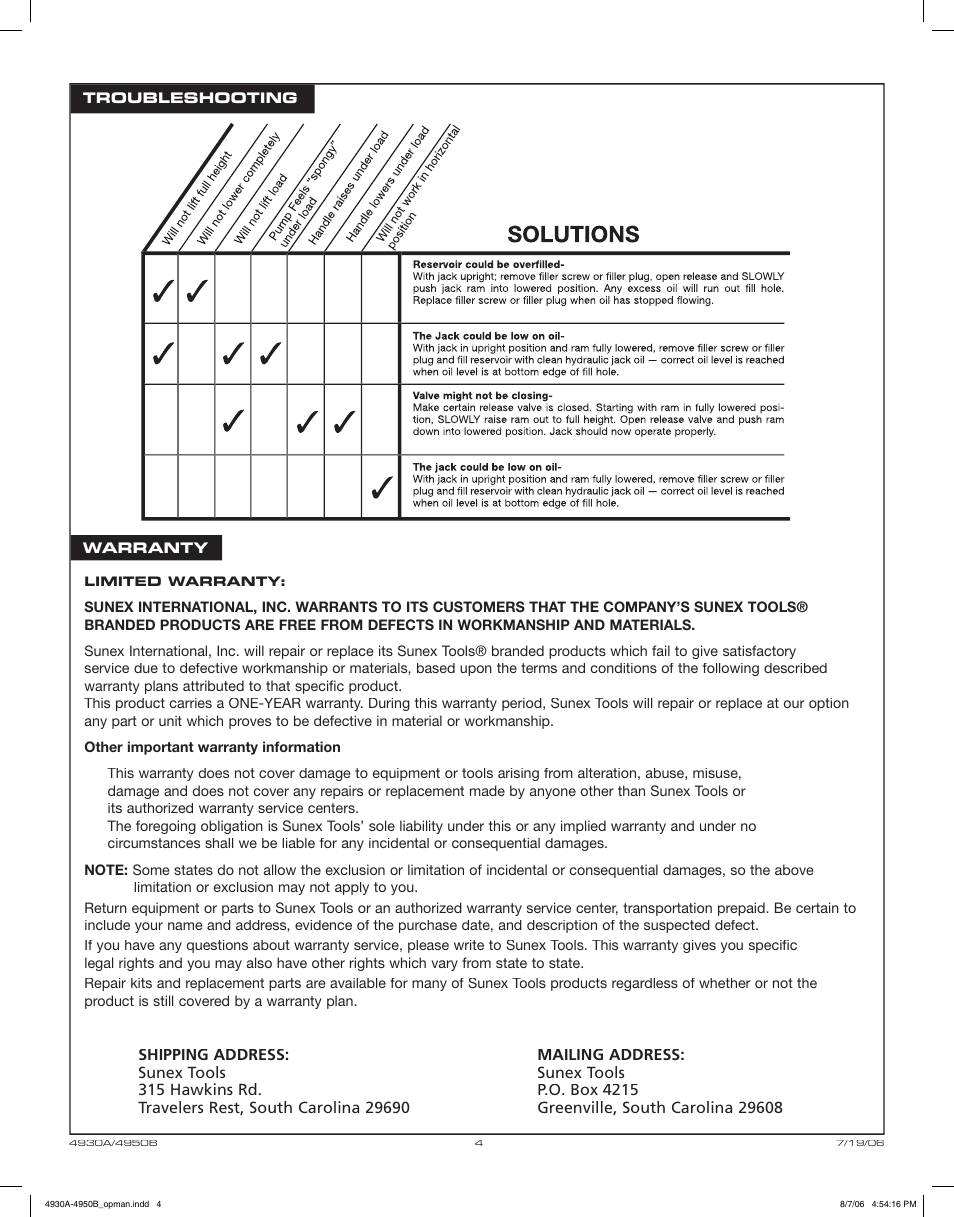 Sunex Tools 4950B User Manual | Page 4 / 10