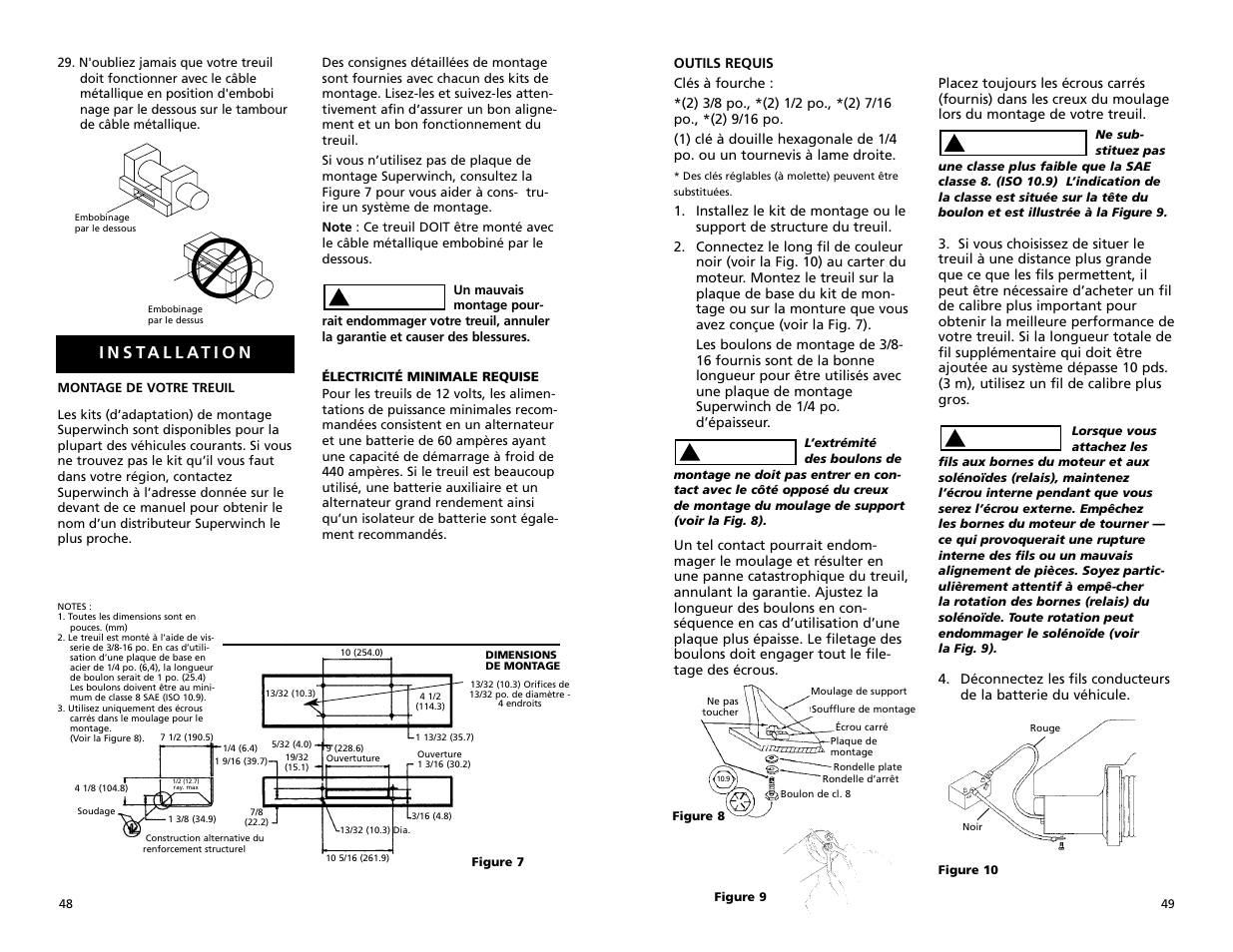 Attention, Avertissement | Superwinch S9000 - 4,082 kgs/12V (1916, 1918) User Manual | Page 25 / 30