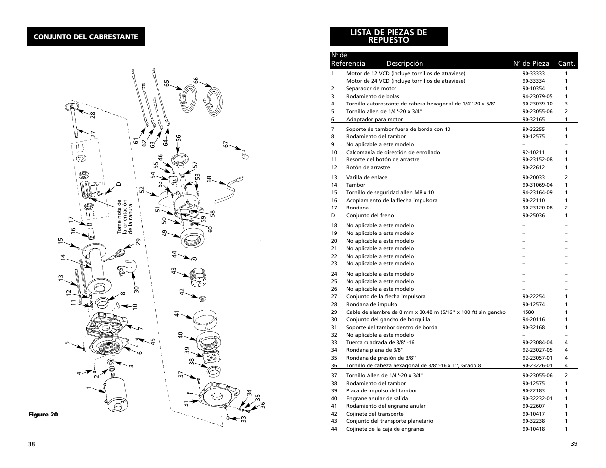 Lista de piezas de repuesto | Superwinch X9 – 4,082 kgs/12V (1901, 1902) User Manual | Page 20 / 34