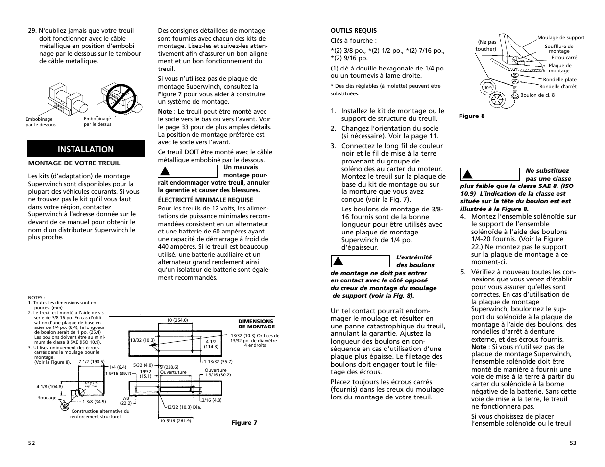 Installation, Attention | Superwinch X9 – 4,082 kgs/12V (1901, 1902) User Manual | Page 27 / 34