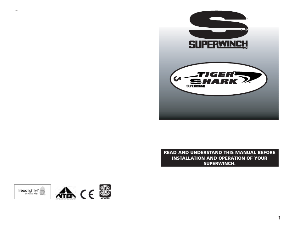 Superwinch Tiger Shark 9500- 4309 kgs/12V Installation User Manual | 14 pages