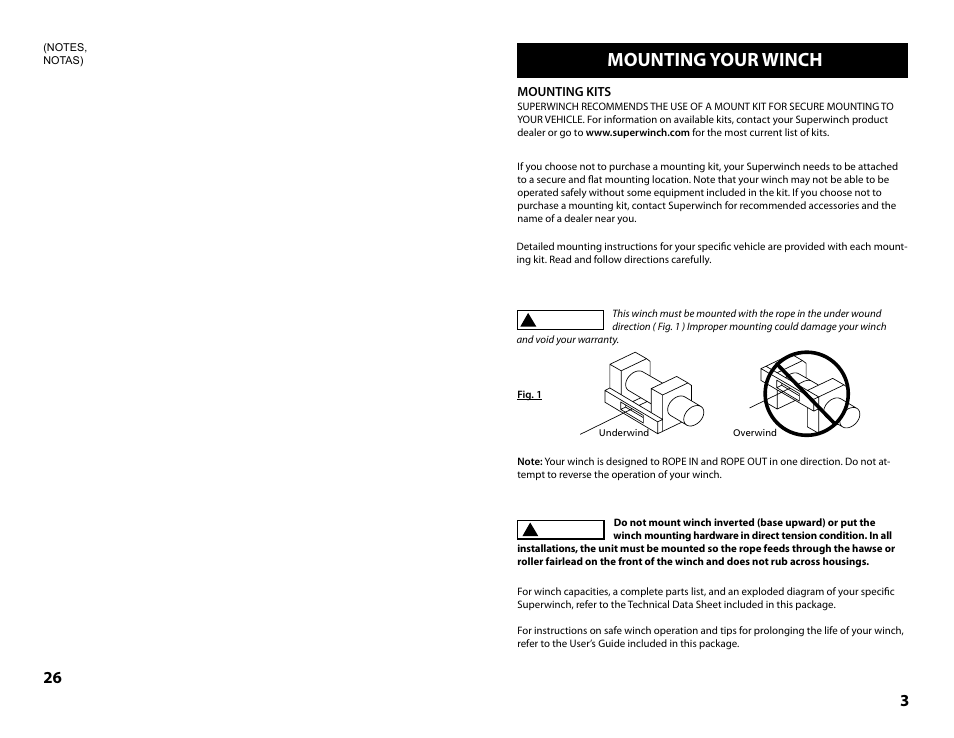 Mounting your winch | Superwinch Tiger Shark 9500- 4309 kgs/12V Installation User Manual | Page 3 / 14