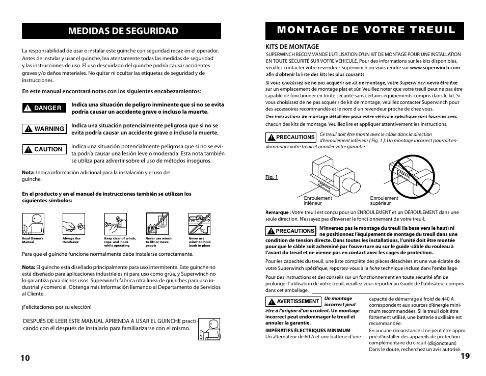 Medidas de seguridad, Montage de votre treuil | Superwinch TALON SERIES WINCH Installation User Manual | Page 10 / 14