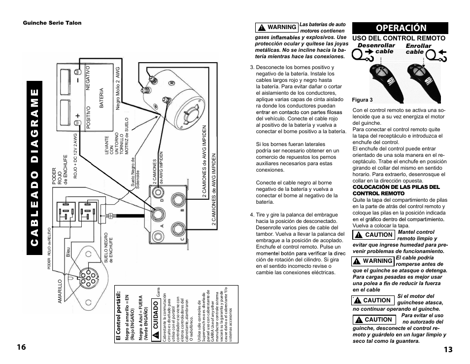 Operación | Superwinch TALON SERIES WINCH Installation User Manual | Page 13 / 14