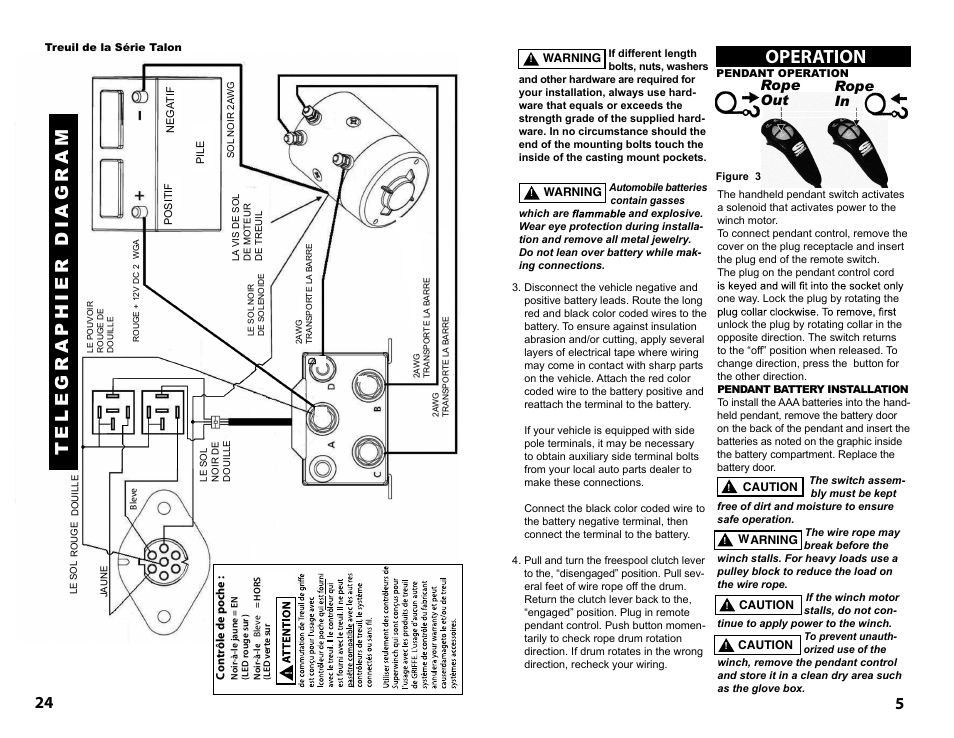Operation, Rope out rope in | Superwinch TALON SERIES WINCH Installation User Manual | Page 5 / 14