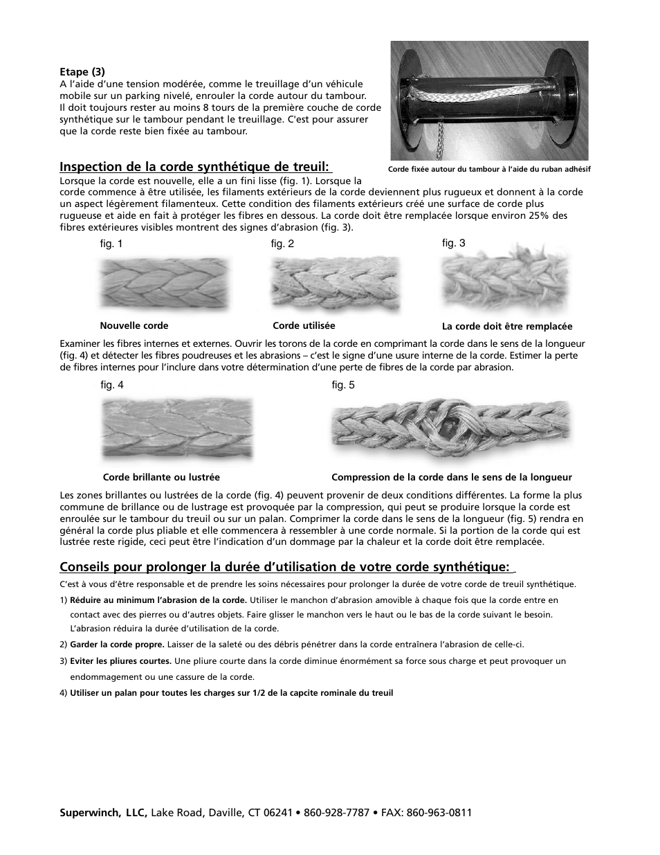 Inspection de la corde synthétique de treuil | Superwinch TALON SERIES WINCH Synthetic Winch Rope User Manual | Page 6 / 6