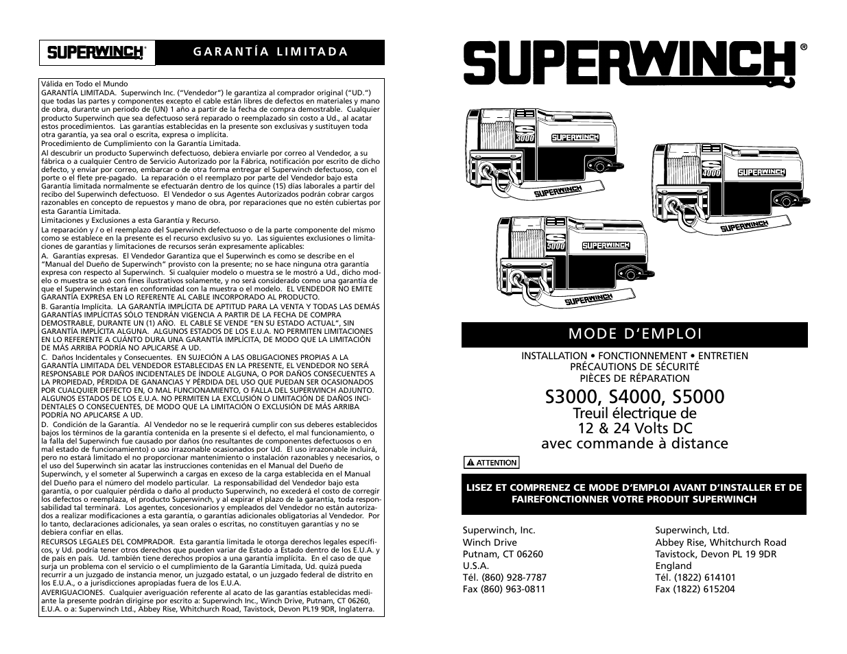 Mode d‘emploi | Superwinch S3000 - 1,360 kgs/12V User Manual | Page 23 / 33