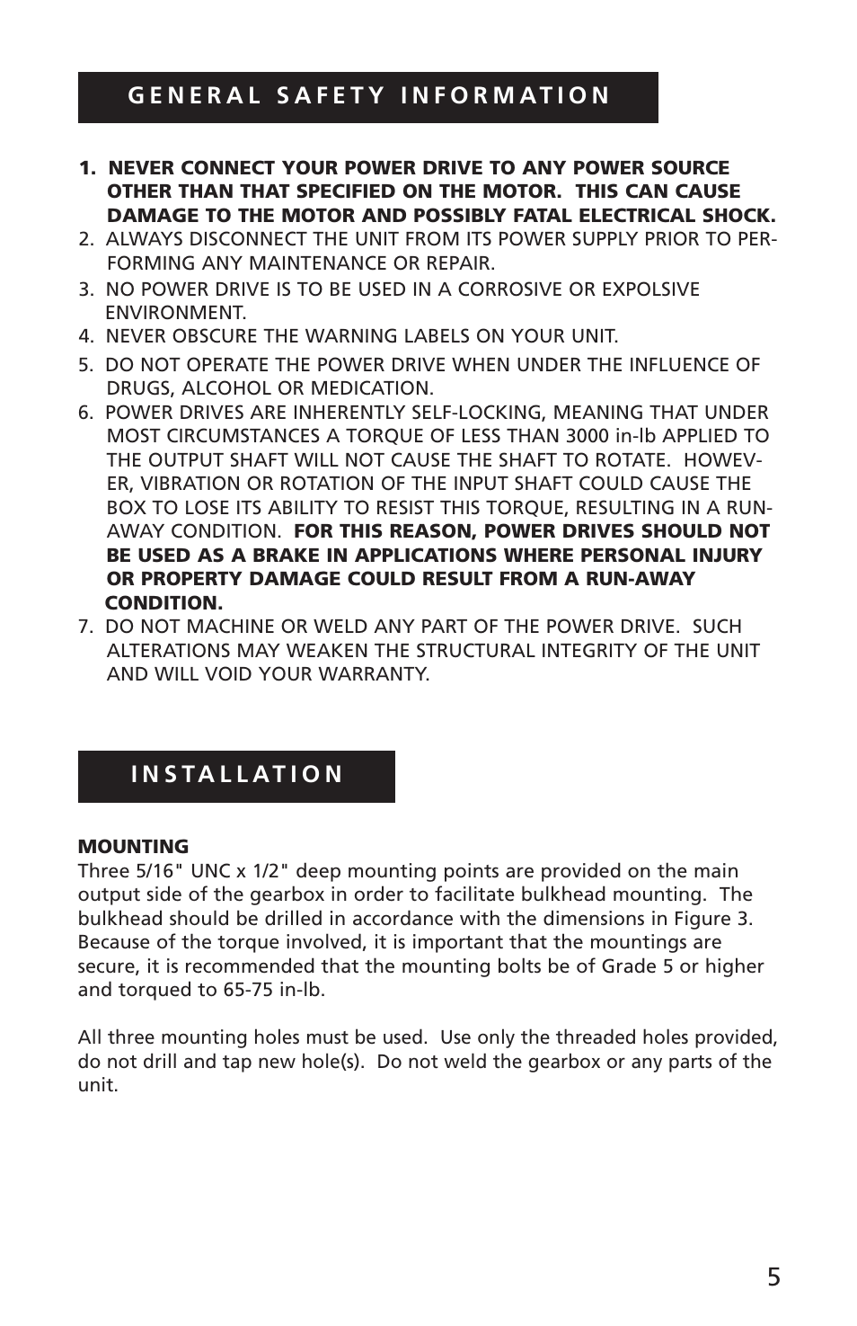 Superwinch DC POWER DRIVES User Manual | Page 5 / 9