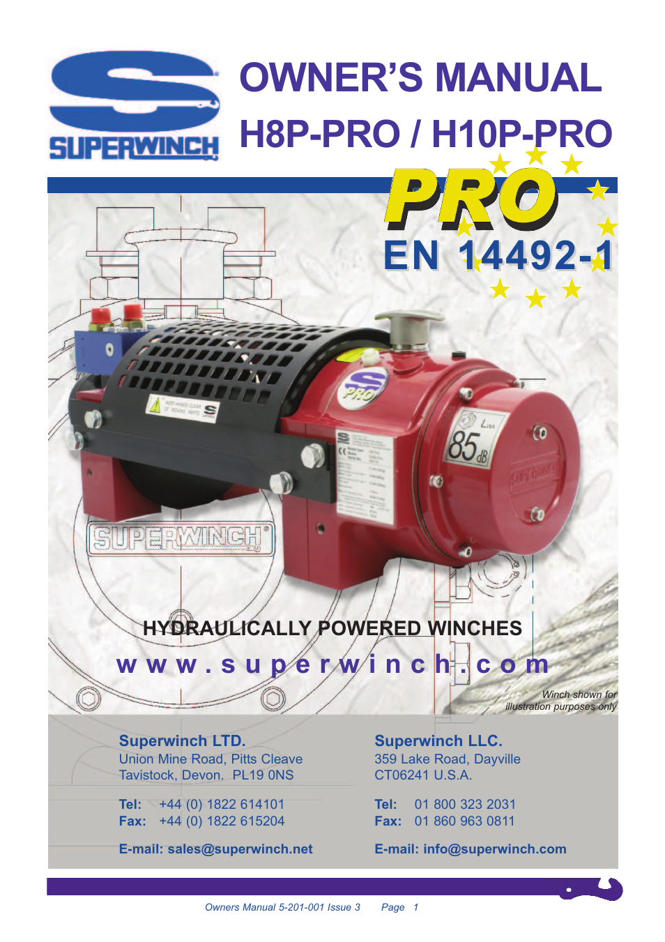 Superwinch H10P PRO - 4,300 kgs (Standard Drum with Load Control Valve) complies with EN14492-1 User Manual | 12 pages