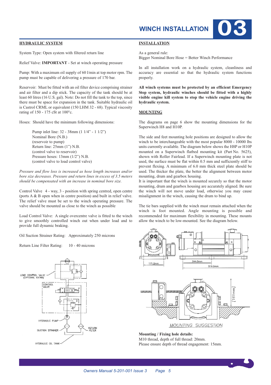 Winch installation | Superwinch H10P PRO - 4,300 kgs (Standard Drum with Load Control Valve) complies with EN14492-1 User Manual | Page 5 / 12