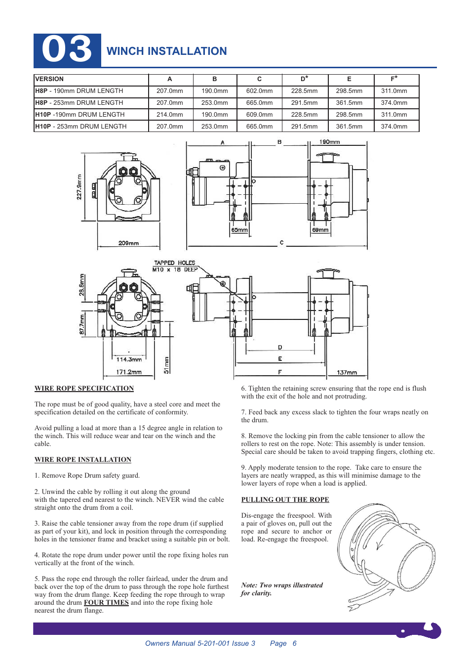 Winch installation | Superwinch H10P PRO - 4,300 kgs (Standard Drum with Load Control Valve) complies with EN14492-1 User Manual | Page 6 / 12