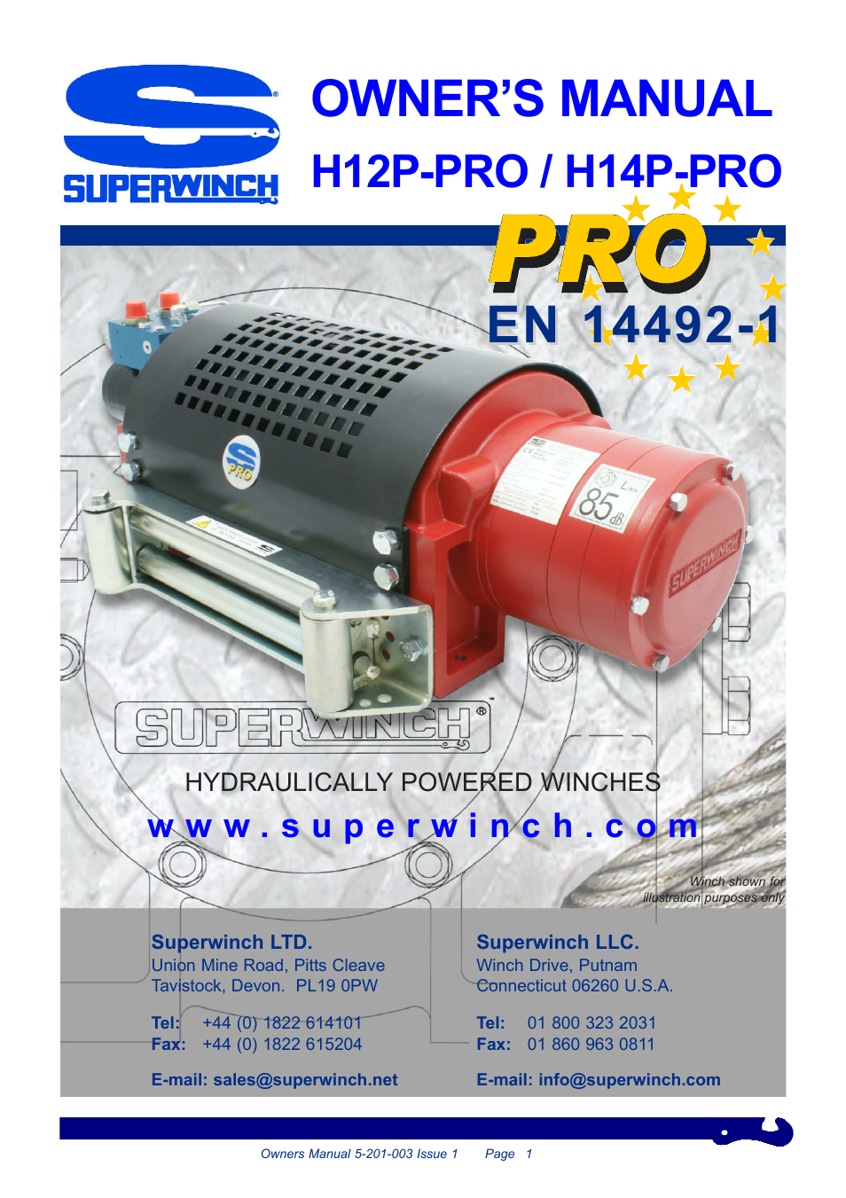 Superwinch H14P PRO - 6,020 kgs Manual Clutch (Long Drum) complies with EN14492-1 User Manual | 12 pages