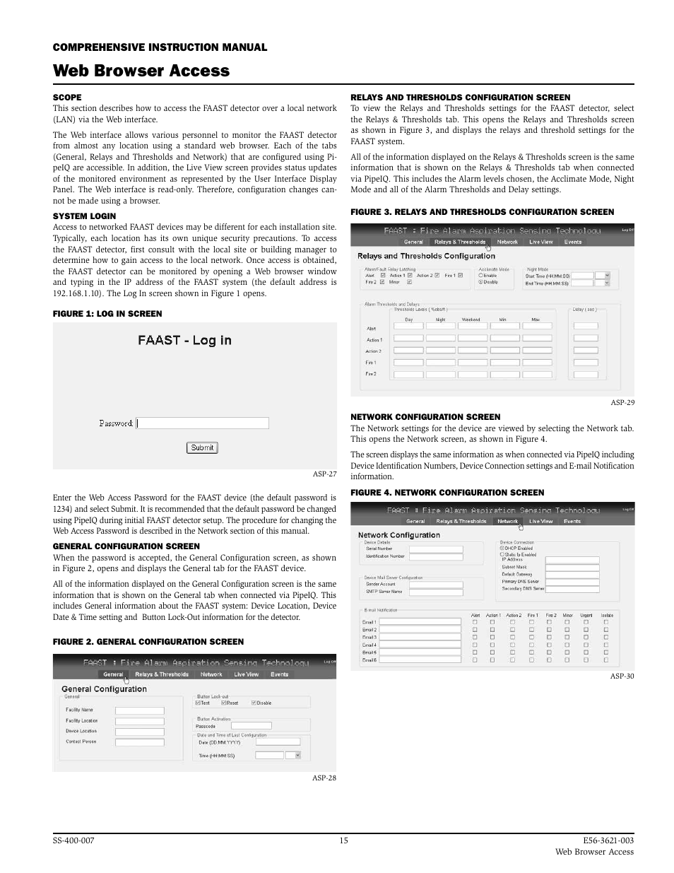 Web browser access | System Sensor FAAST Comprehensive User Manual | Page 15 / 35