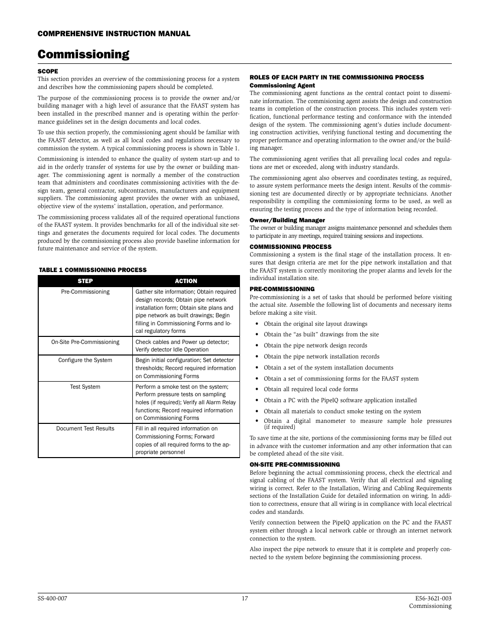 Commissioning | System Sensor FAAST Comprehensive User Manual | Page 17 / 35