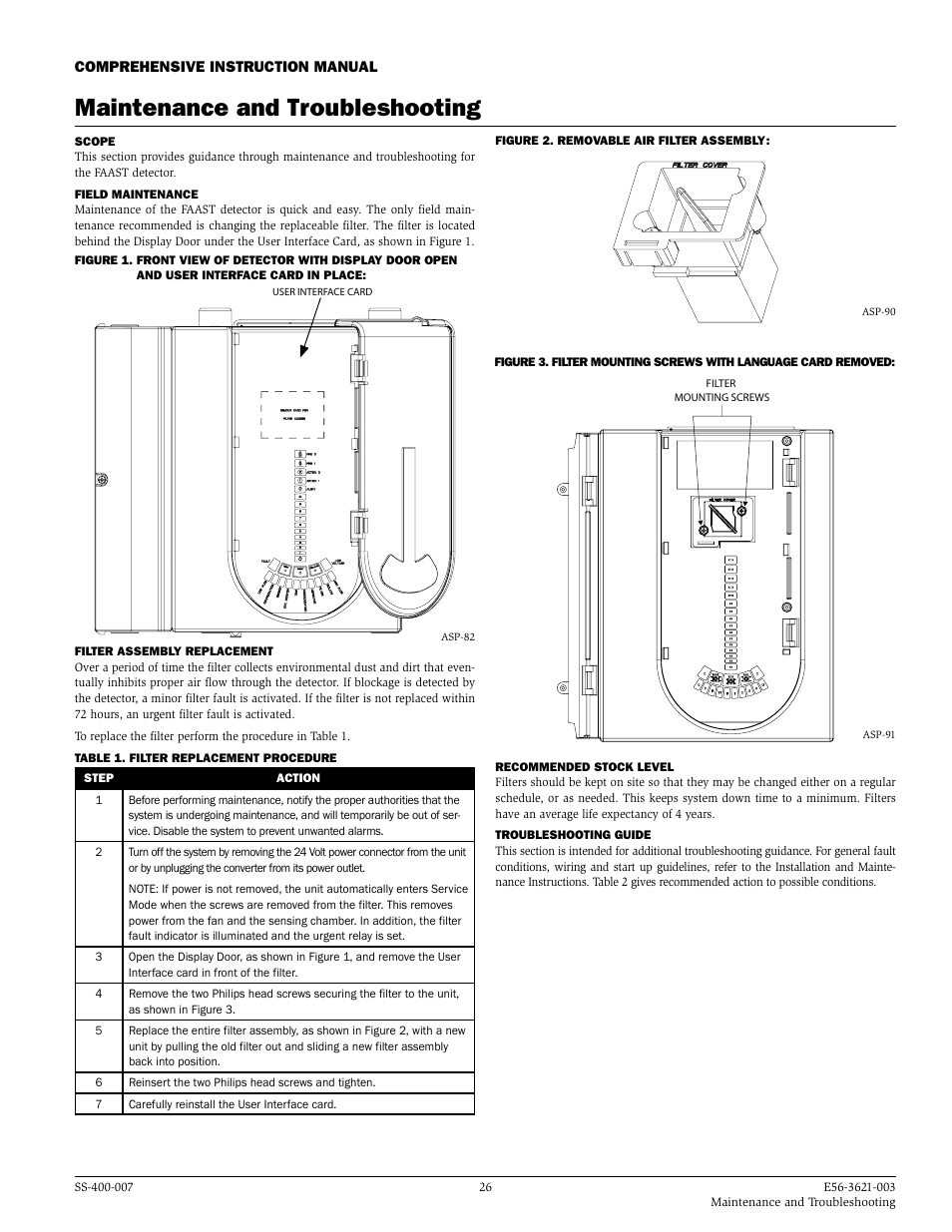 Maintenance and troubleshooting | System Sensor FAAST Comprehensive User Manual | Page 25 / 35