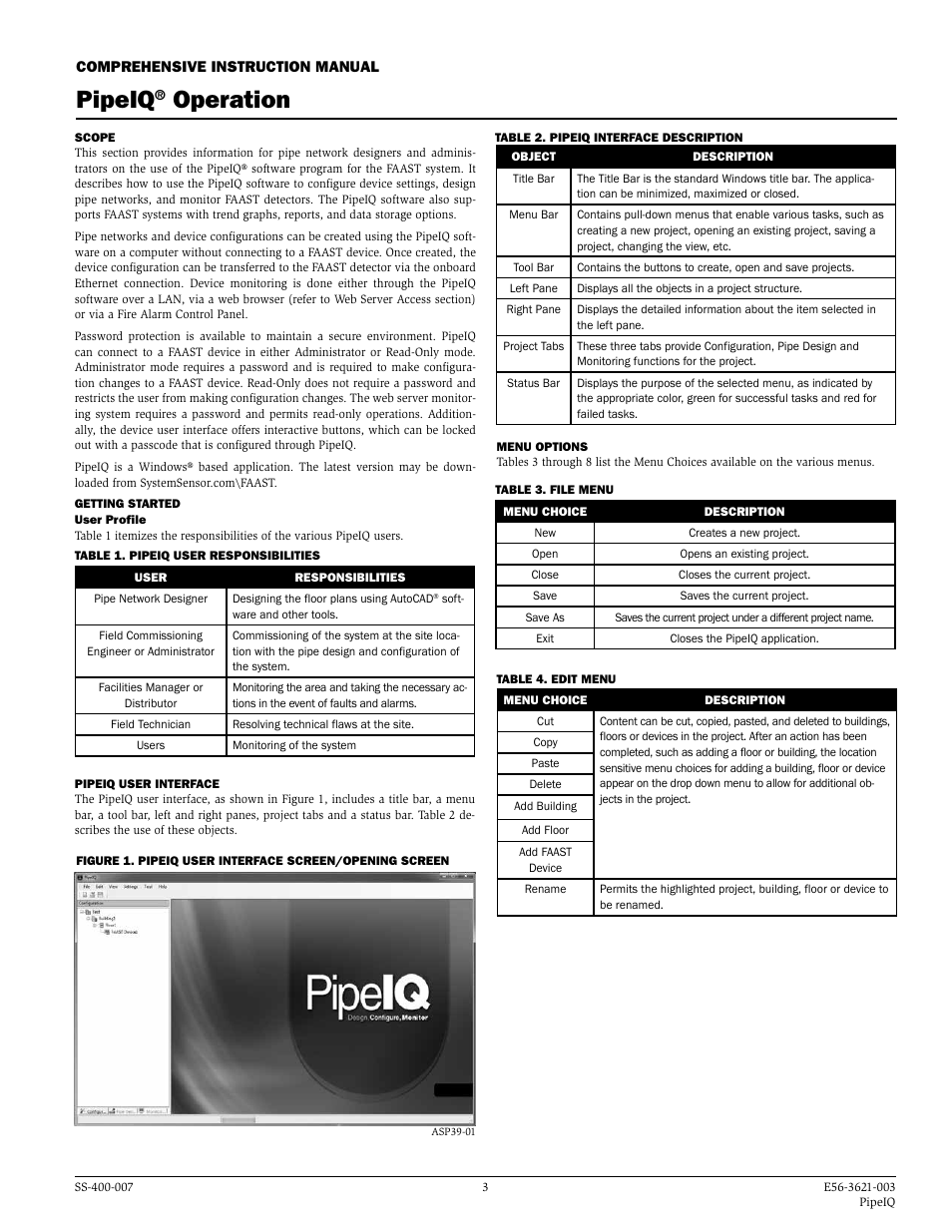 Pipeiq, Operation | System Sensor FAAST Comprehensive User Manual | Page 3 / 35