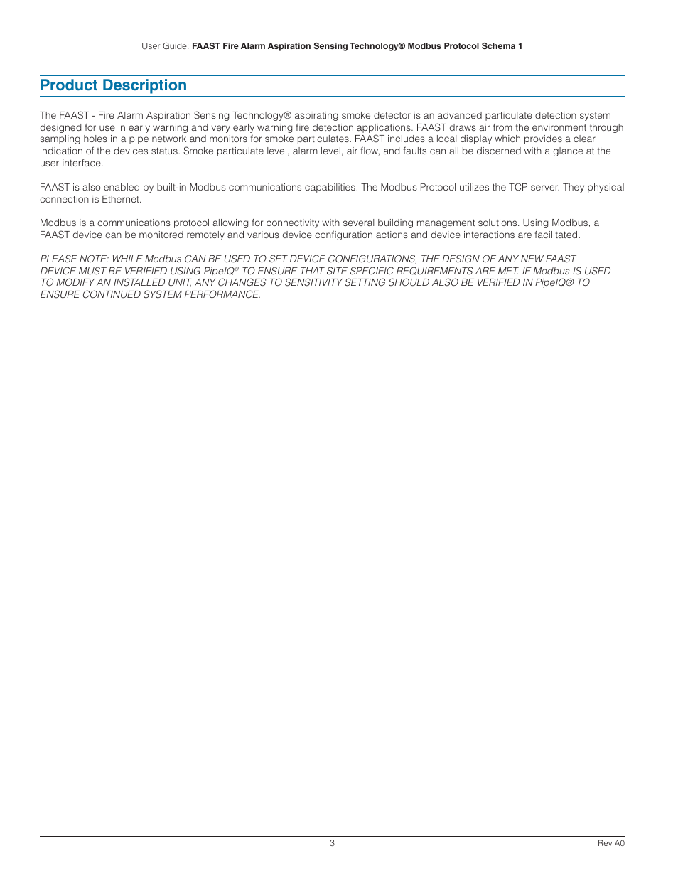 Product description | System Sensor FAAST Modbus User Manual | Page 3 / 20