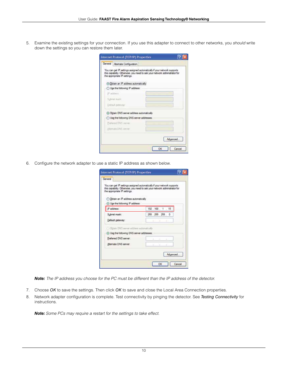 System Sensor FAAST Networking User Manual | Page 10 / 40