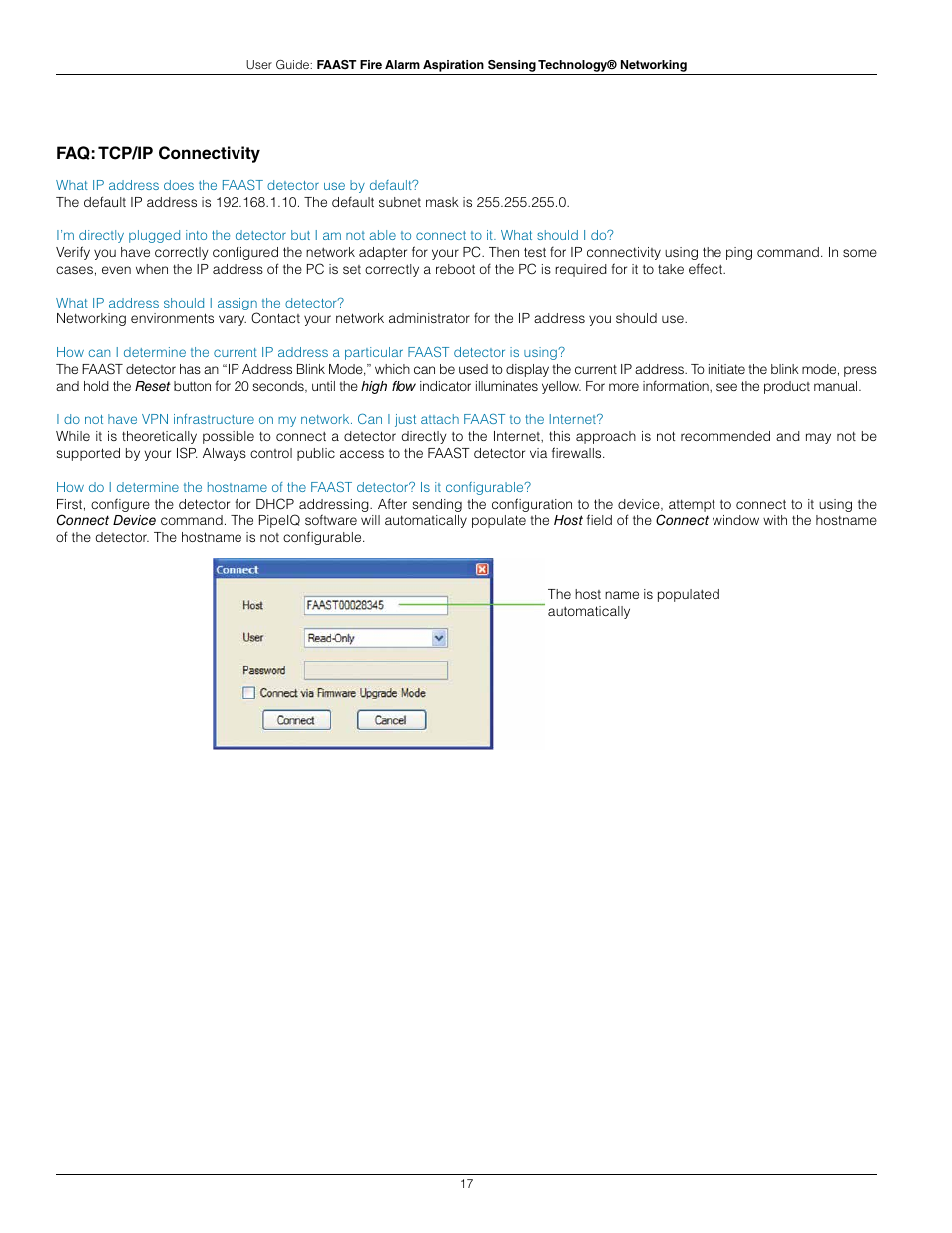 System Sensor FAAST Networking User Manual | Page 17 / 40