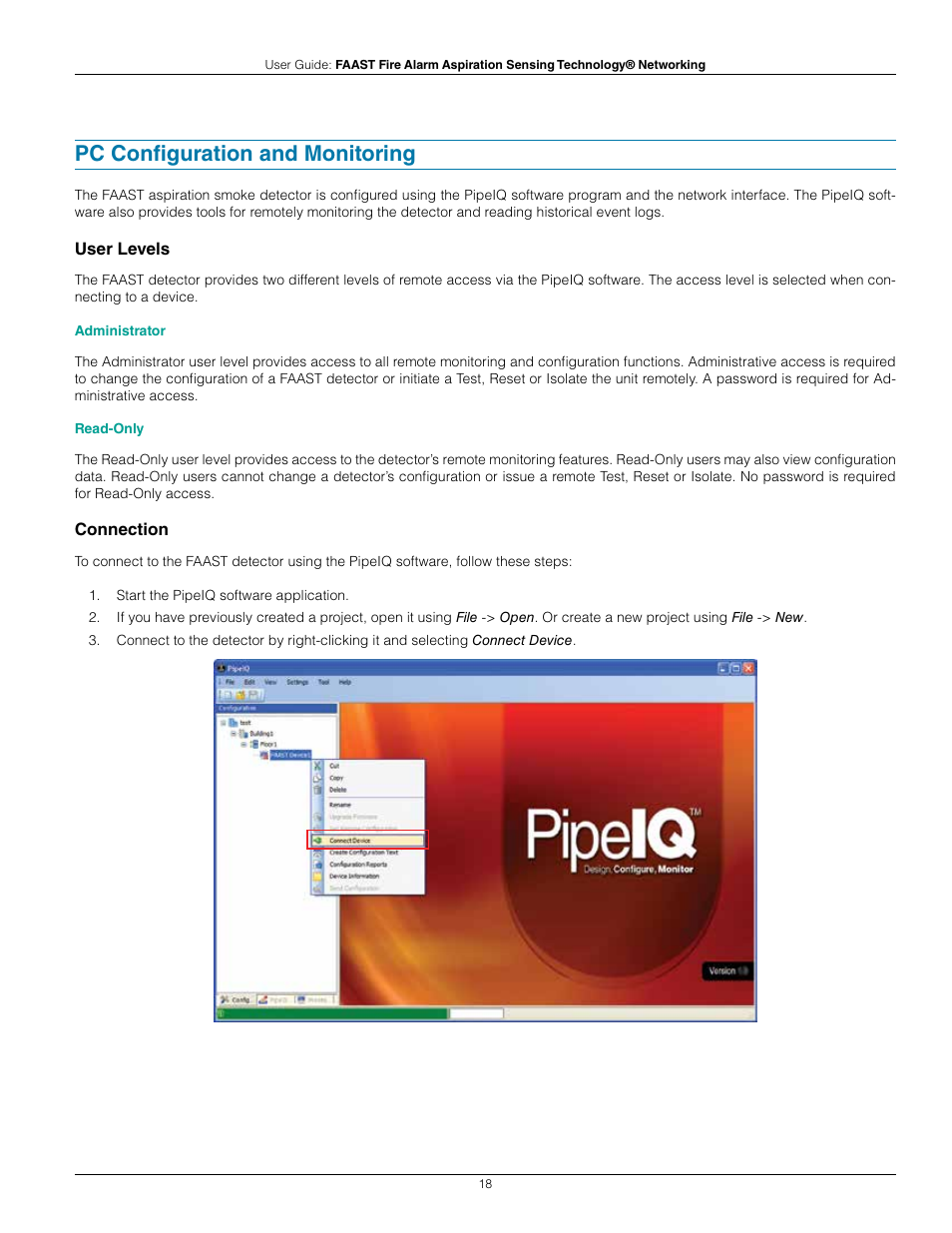 Pc configuration and monitoring | System Sensor FAAST Networking User Manual | Page 18 / 40