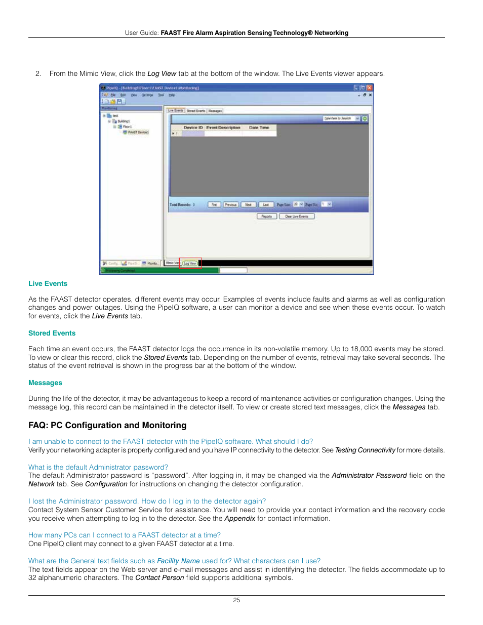 System Sensor FAAST Networking User Manual | Page 25 / 40