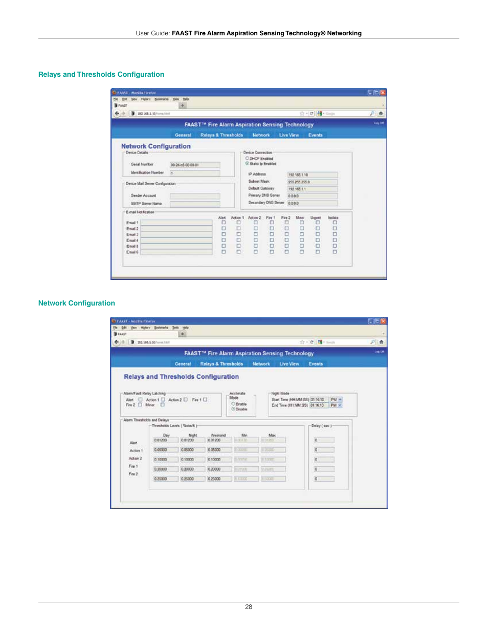 System Sensor FAAST Networking User Manual | Page 28 / 40