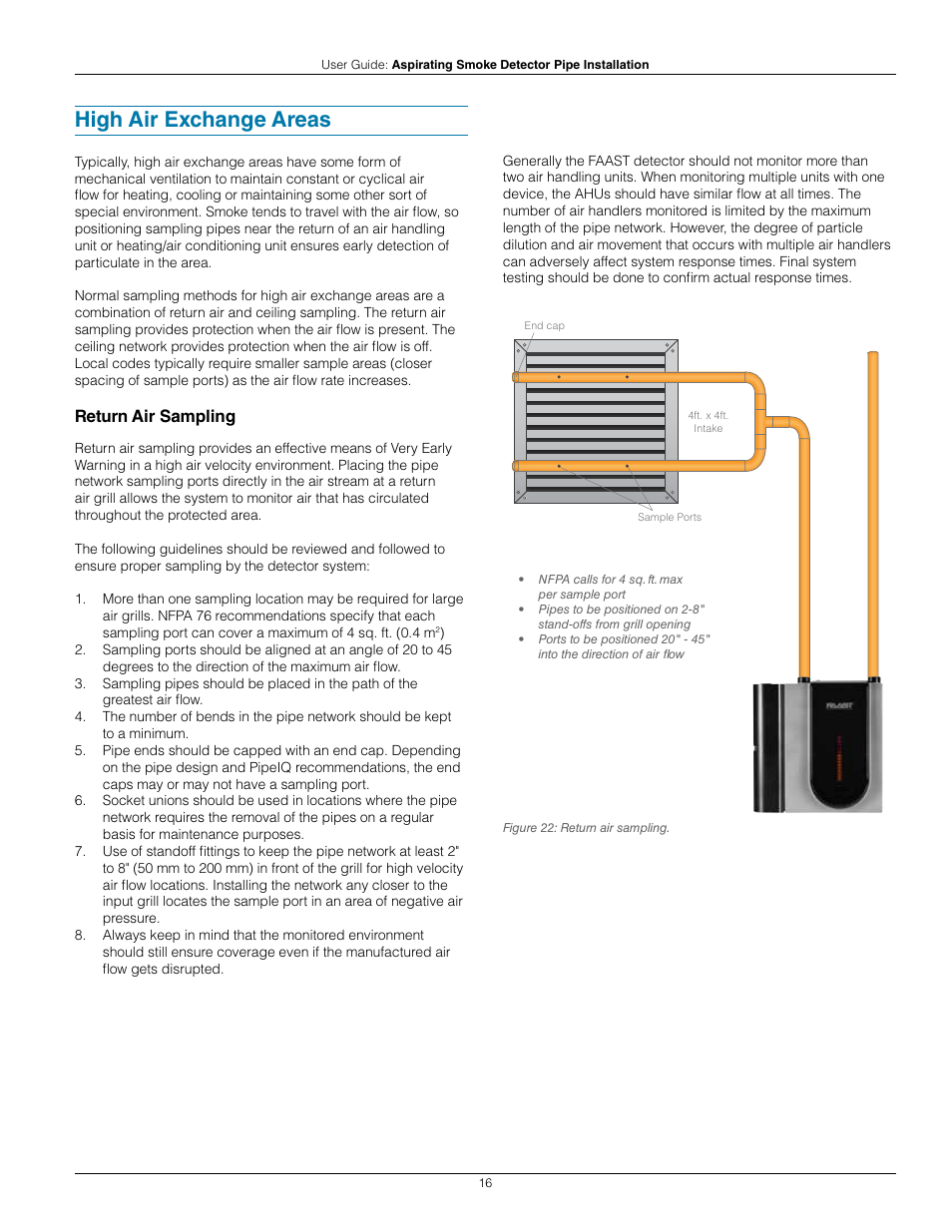 High air exchange areas | System Sensor Pipe Installation User Manual | Page 16 / 20