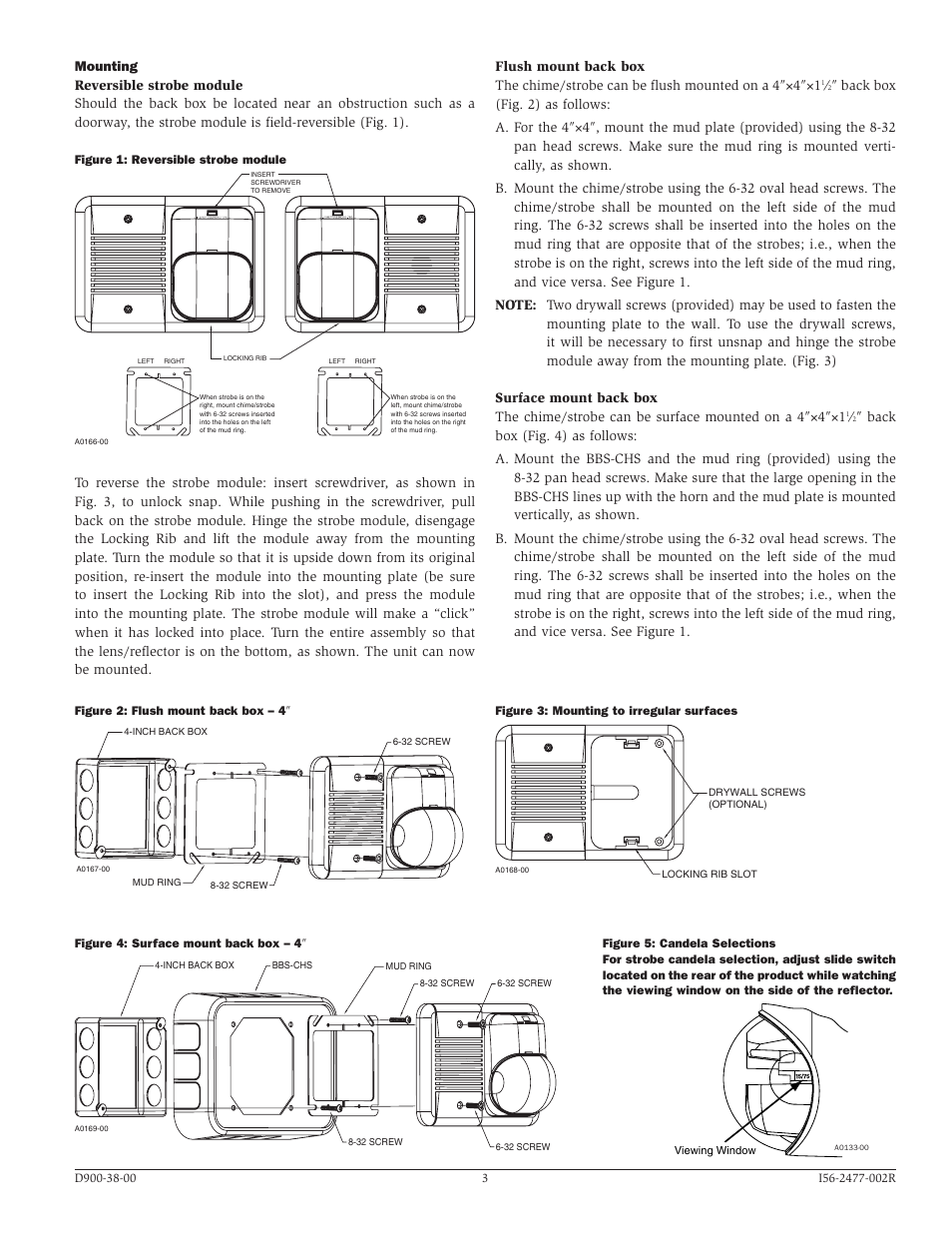 System Sensor CH24MC Series Wall Chime_Strobes User Manual | Page 3 / 4