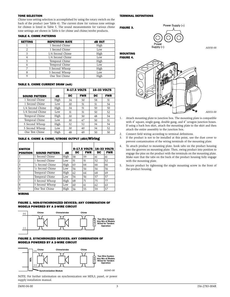 Wiring | System Sensor CHR, CHW, CHSR and CHSW User Manual | Page 3 / 4
