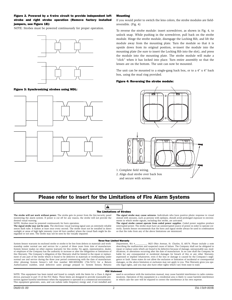 System Sensor DS2475RAR and DS2475WAR Dual Strobe User Manual | Page 2 / 2