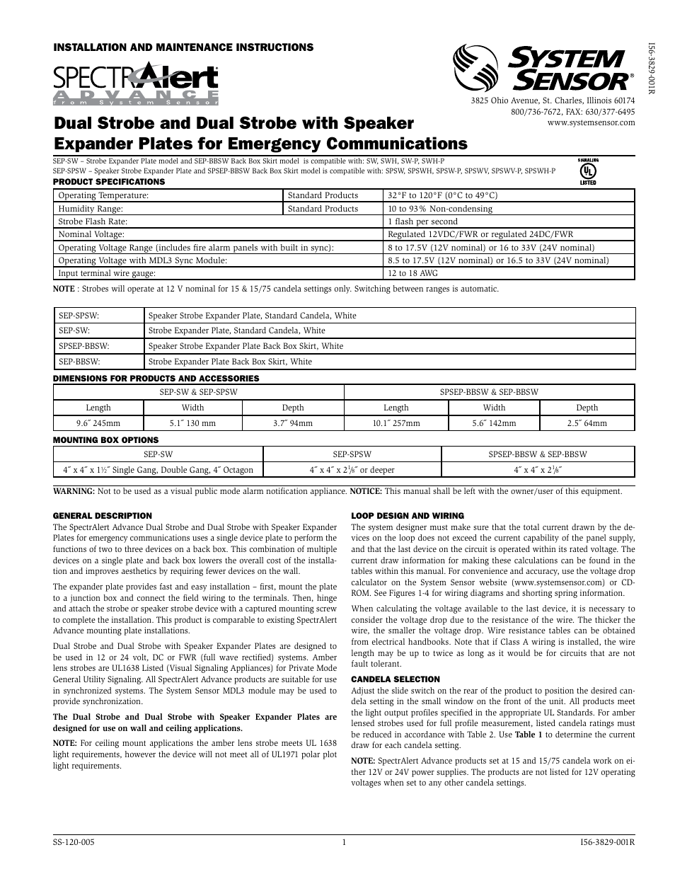 System Sensor Dual Strobe Expander Plates User Manual | 4 pages