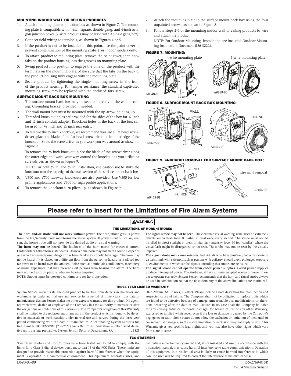 System Sensor Horns, Strobes and Horn Strobes User Manual | Page 4 / 4