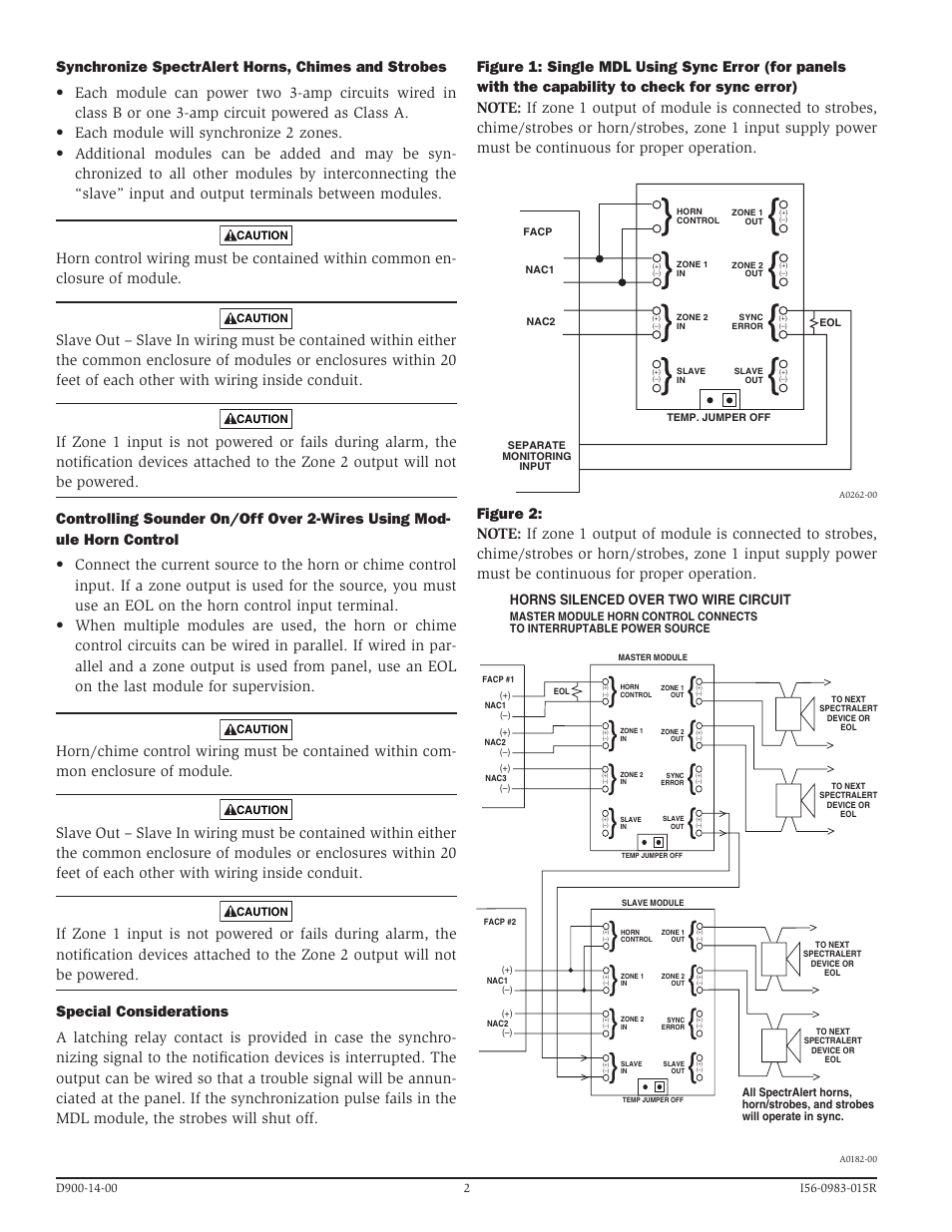 Horns silenced over two wire circuit | System Sensor MDL and MDLW User Manual | Page 2 / 4