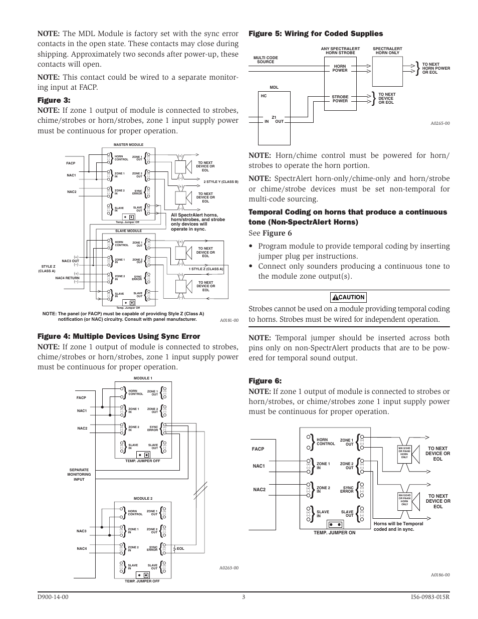 Figure 5: wiring for coded supplies, Caution | System Sensor MDL and MDLW User Manual | Page 3 / 4