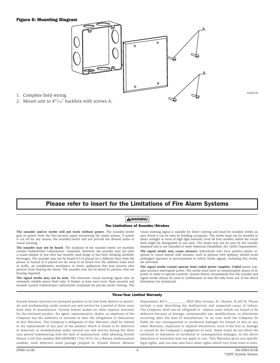 Backbox with screws a | System Sensor MDL and MDLW User Manual | Page 4 / 4