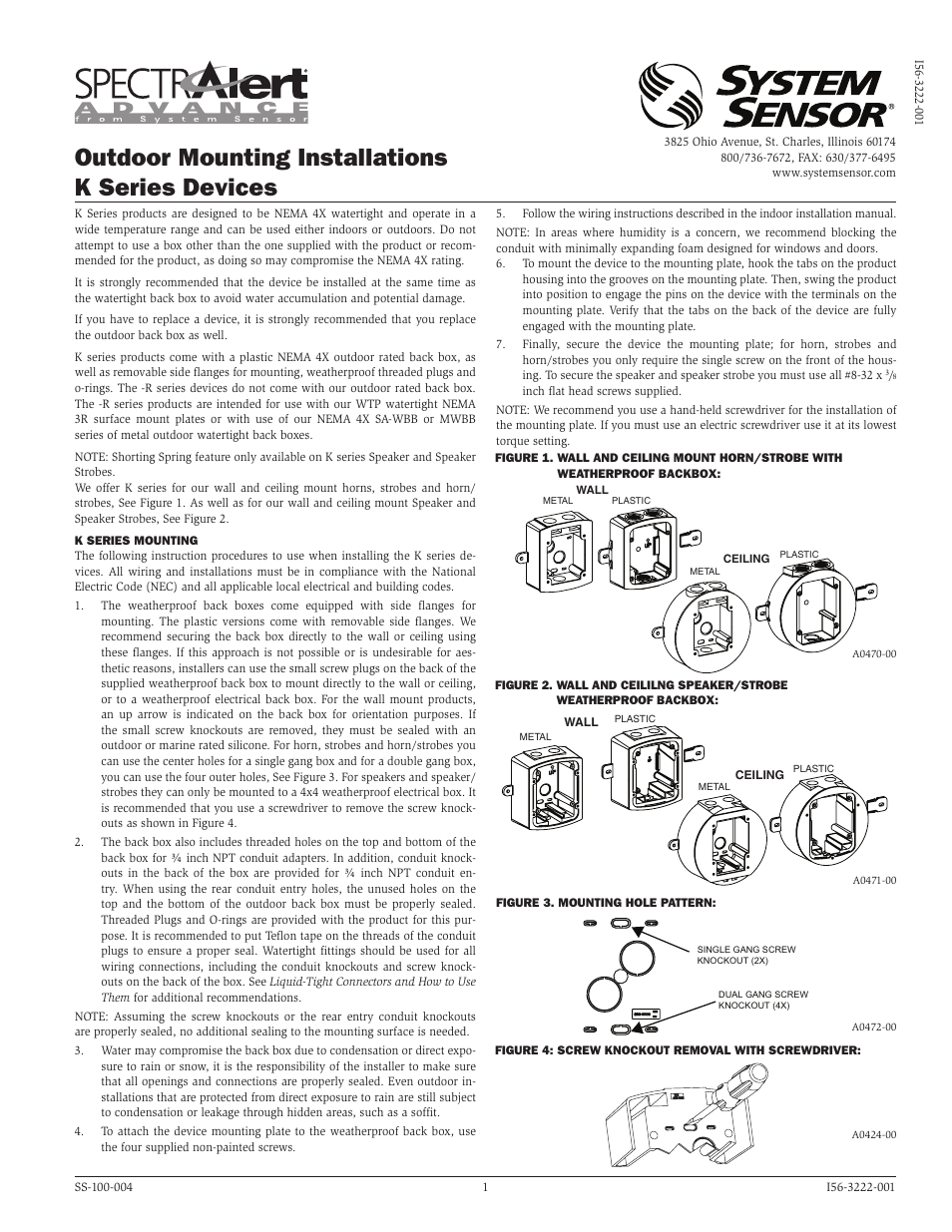 System Sensor K Series Devices User Manual | 2 pages