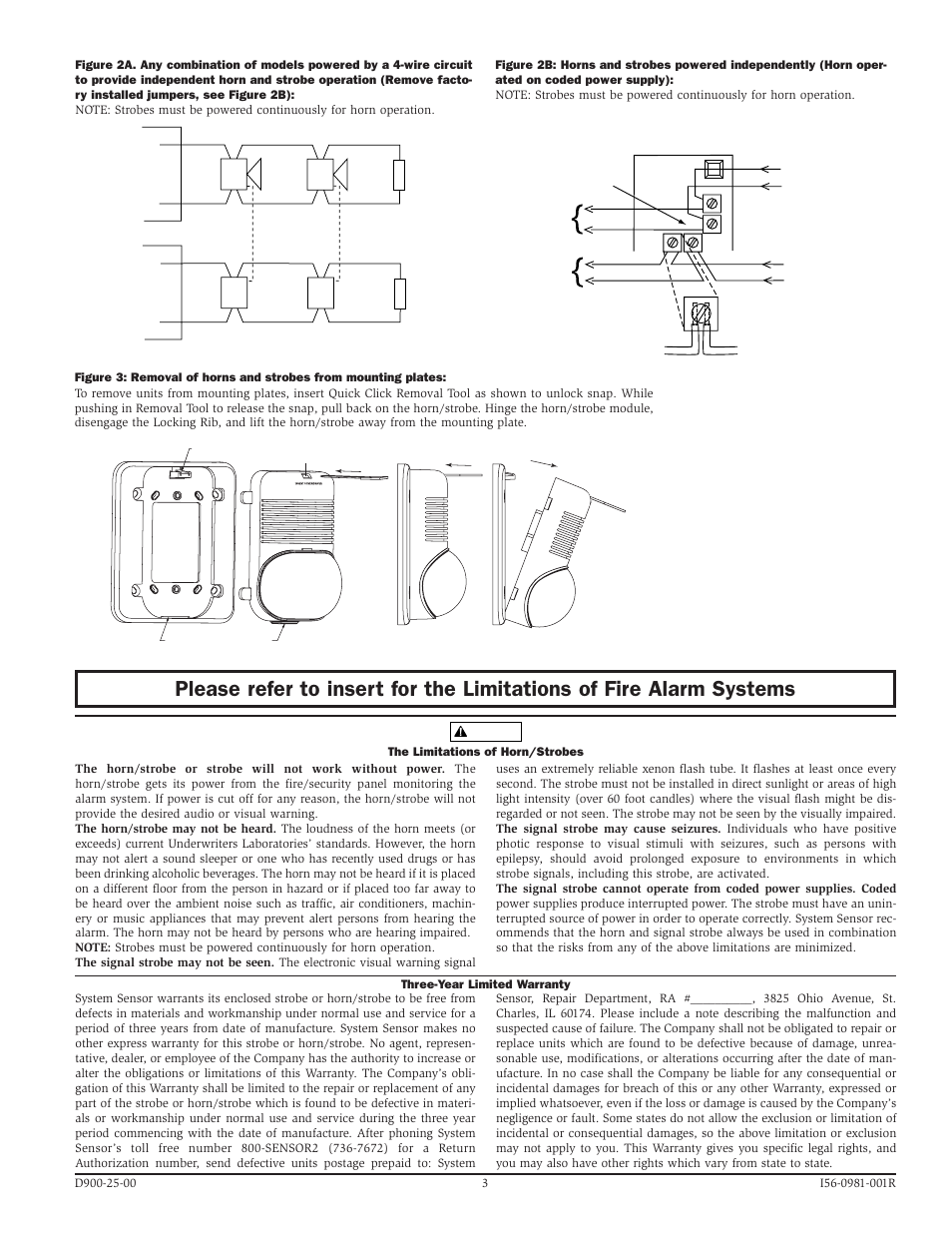Independent operation | System Sensor P24 and S24 Strobe and Horn_Strobe User Manual | Page 3 / 4