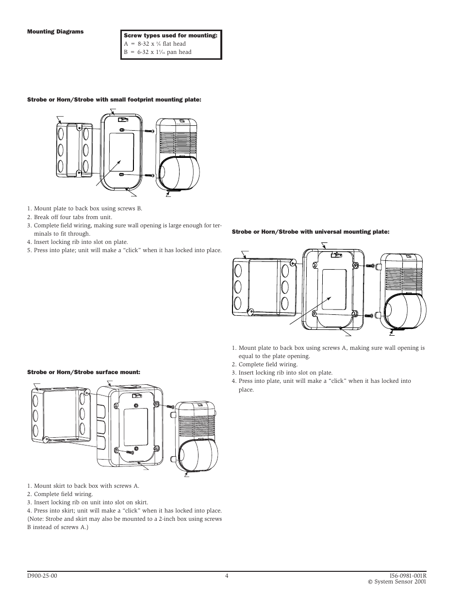 System Sensor P24 and S24 Strobe and Horn_Strobe User Manual | Page 4 / 4